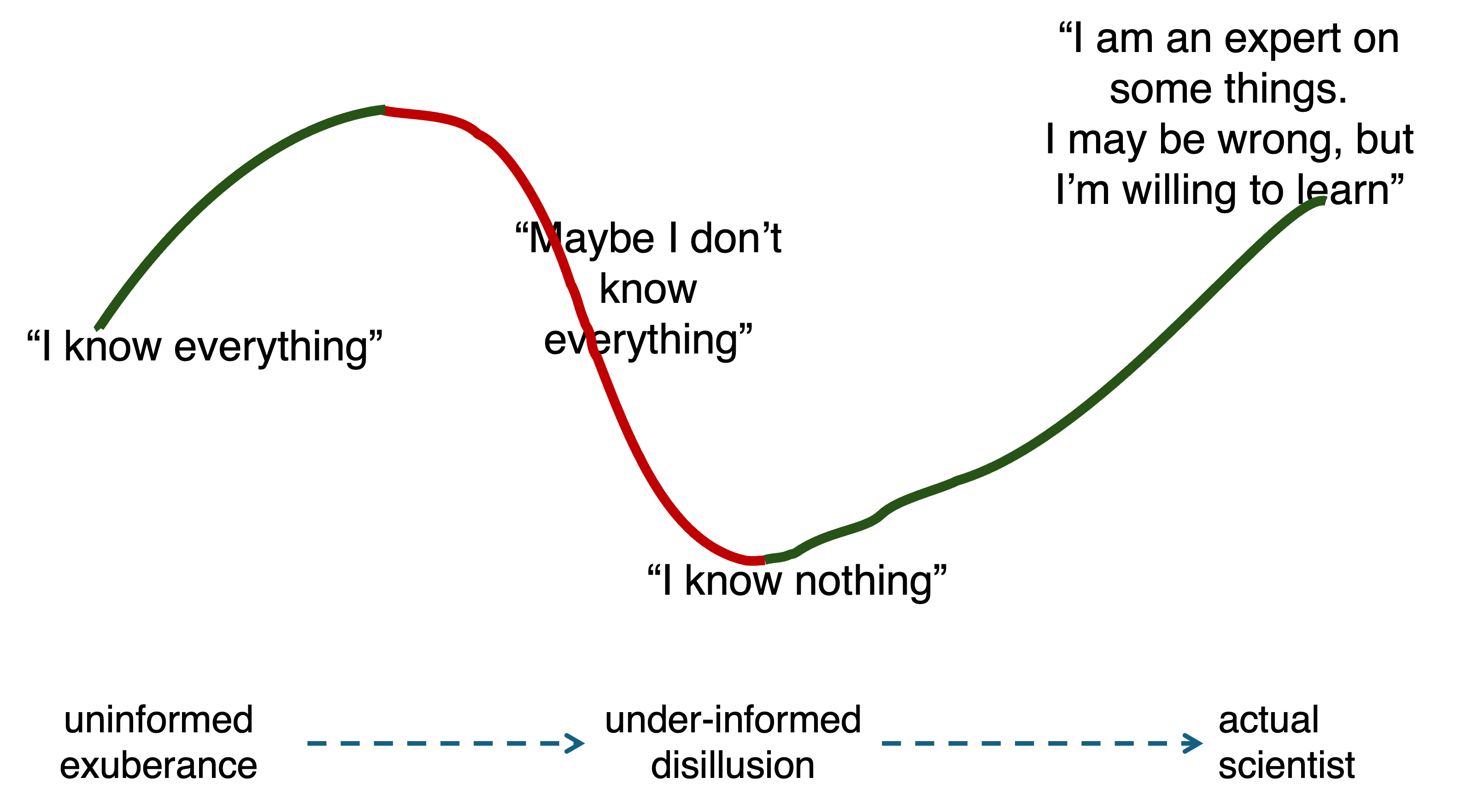A drawing illustrating the phases of a PhD